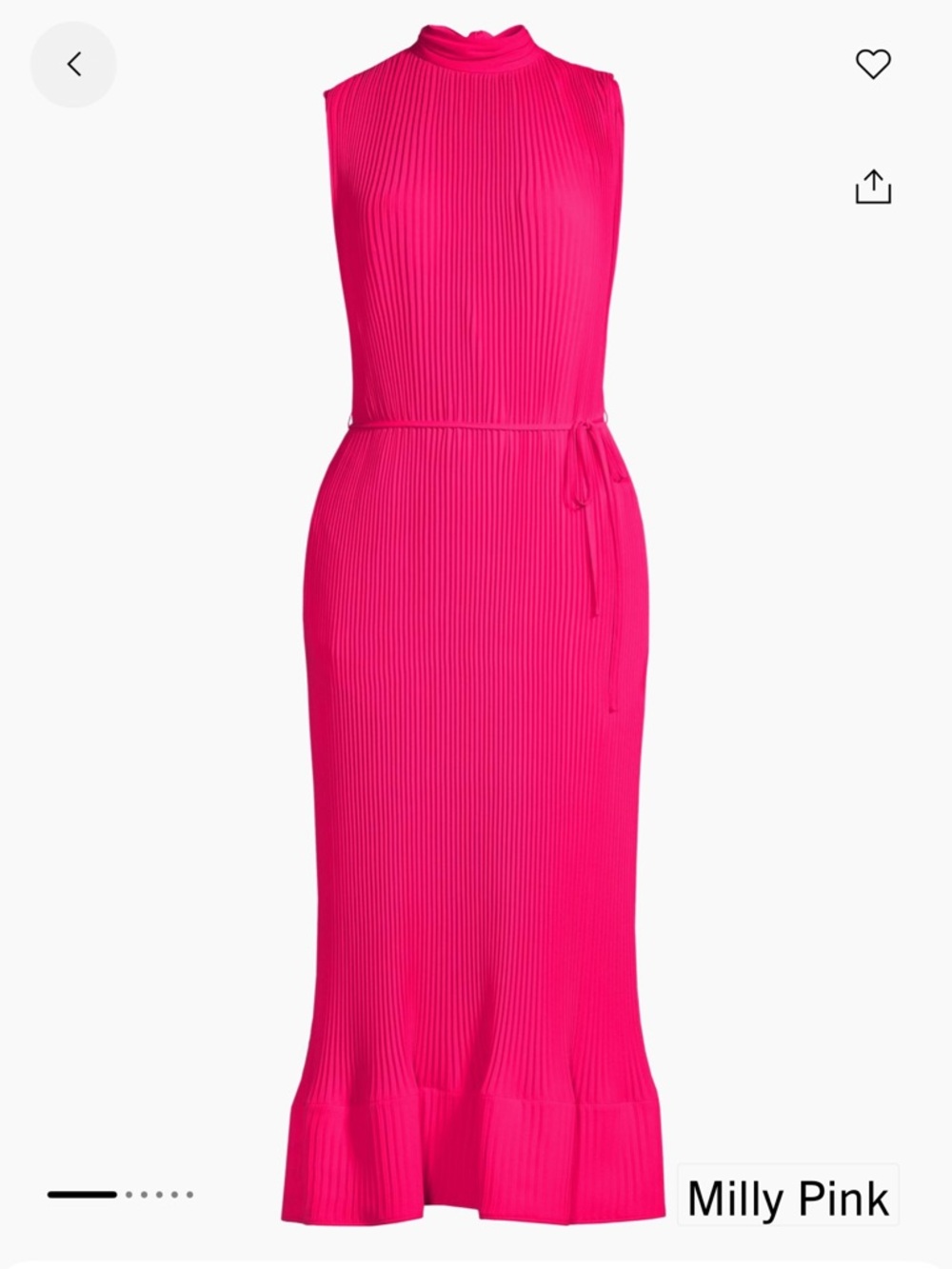 NWT Milly Melina Pleated Midi Dress - Hot Pink - Size 8